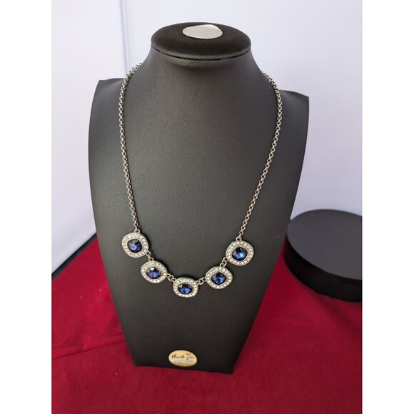 Monet Sapphire necklace Silver choker September Stone - Picture 2 of 15